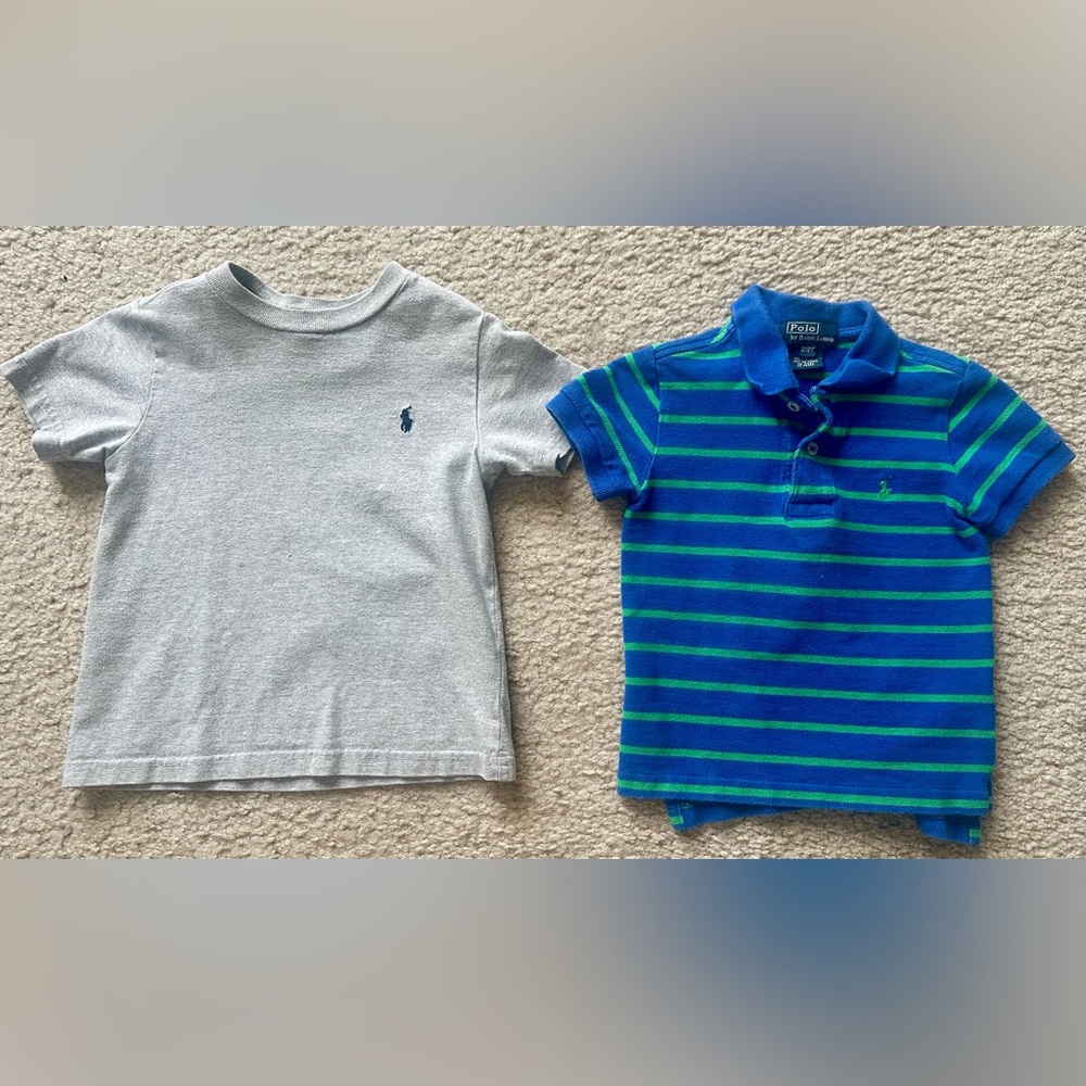 Polo by Ralph Lauren Gray and Blue Short Sleeve Size 2T